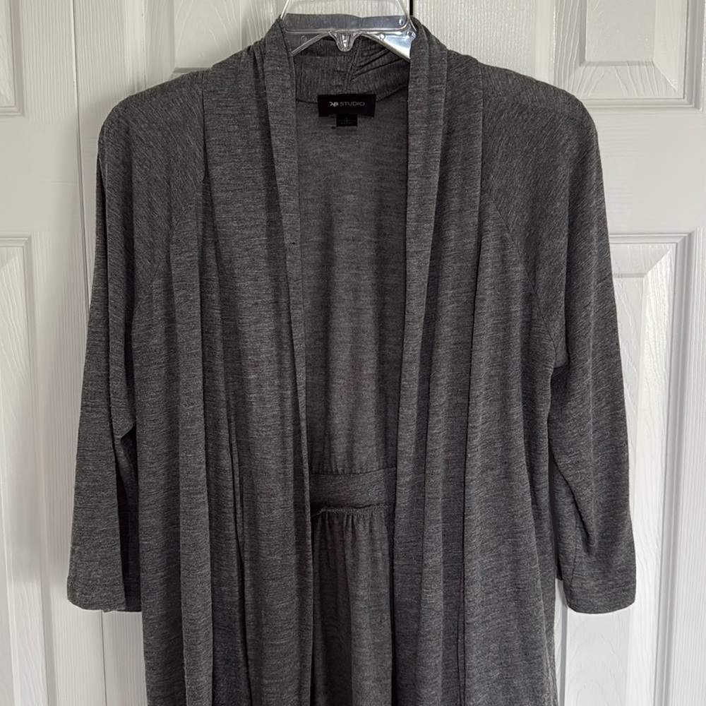 *Gently Worn* AB Studio Gray Lightweight 3/4 Sleeve Open Front Cardigan - Size L